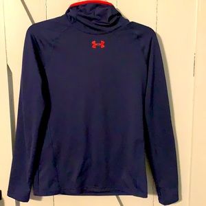 Boys size X-large Under Armour hooded pullover - Navy Blue and orange -